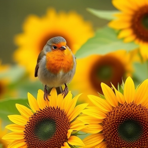 Robin feeding on sunflower hearts