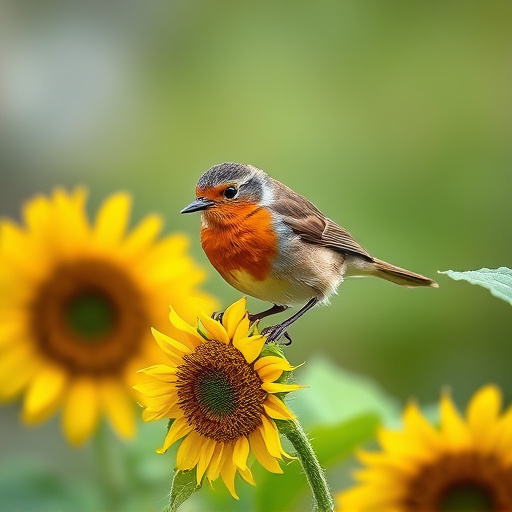 Robin feeding on sunflower hearts
