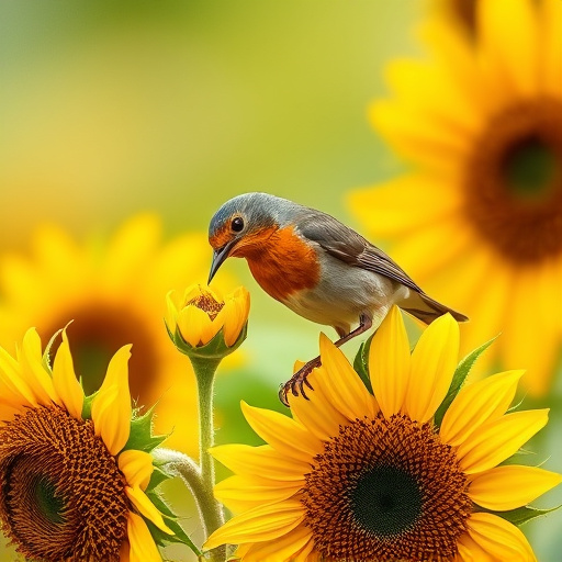 Robin feeding on sunflower hearts