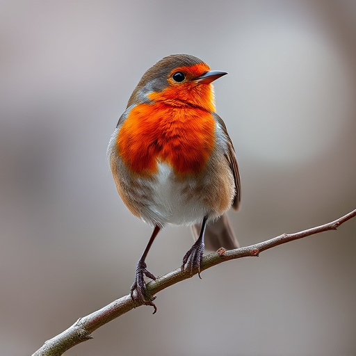 Robin with bright red breast perched