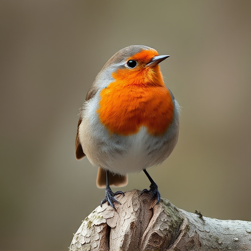 Robin with bright red breast perched