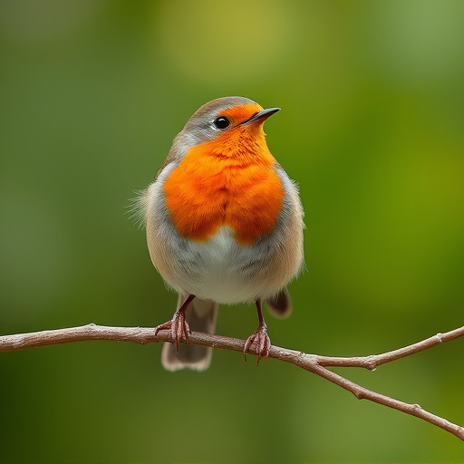 Robin with bright red breast perched