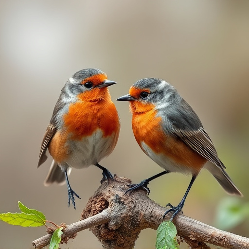 Robins and tits pecking suet pieces