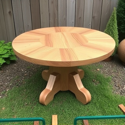Round hanging table with suet blocks