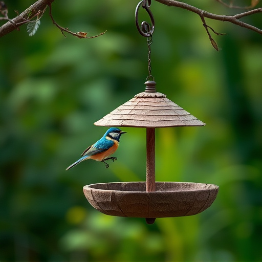 Rustic bird table swaying gently