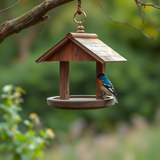 Rustic bird table swaying gently