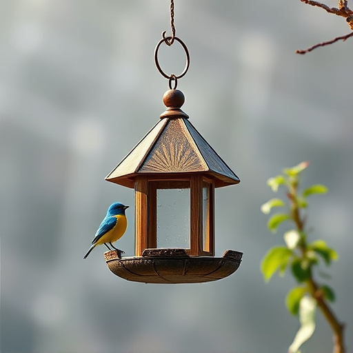 Rustic bird table swaying gently