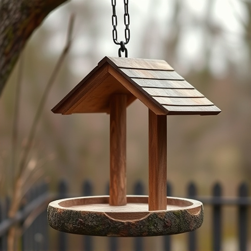 Rustic bird table swaying gently