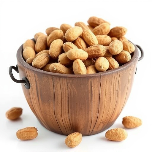 Rustic container filled with bird peanuts
