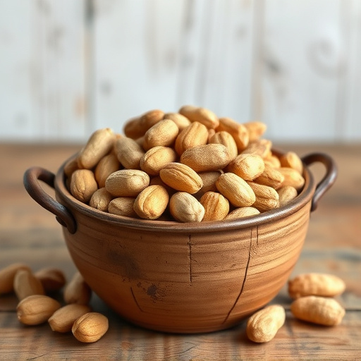 Rustic container filled with bird peanuts