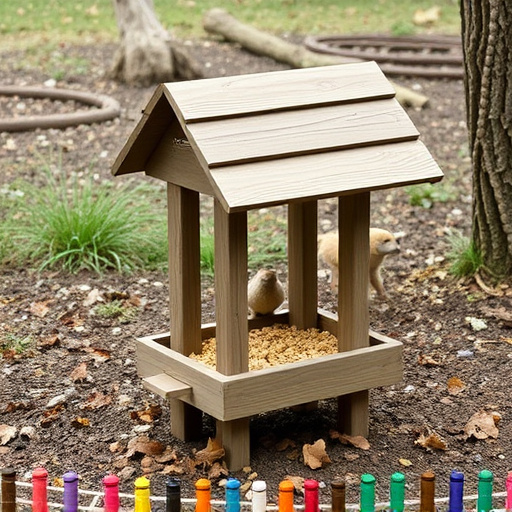 Rustic ground feeder with weatherproof top