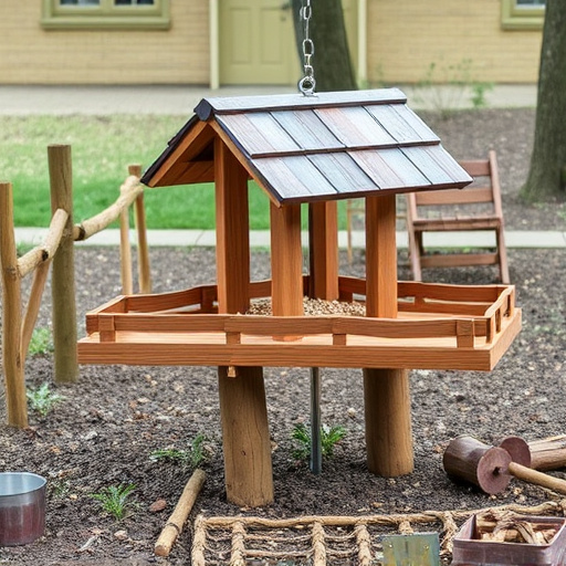 Rustic ground feeder with weatherproof top