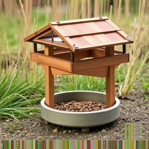 Rustic ground feeder with weatherproof top