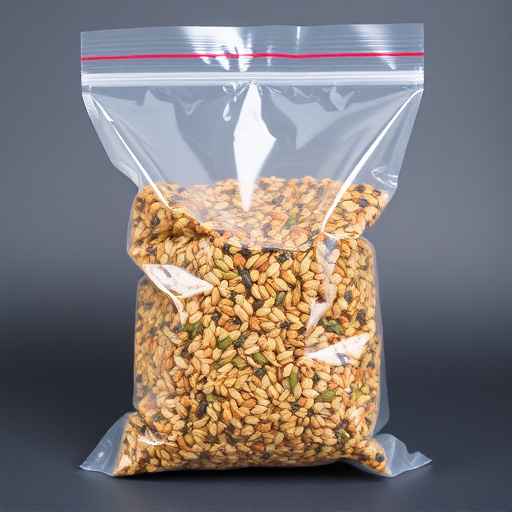 Seed mix in transparent plastic bag