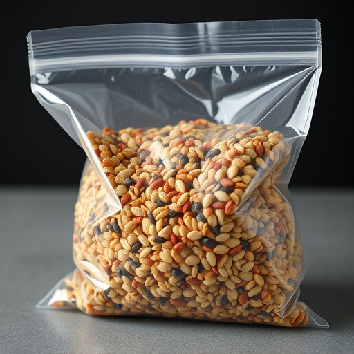 Seed mix in transparent plastic bag