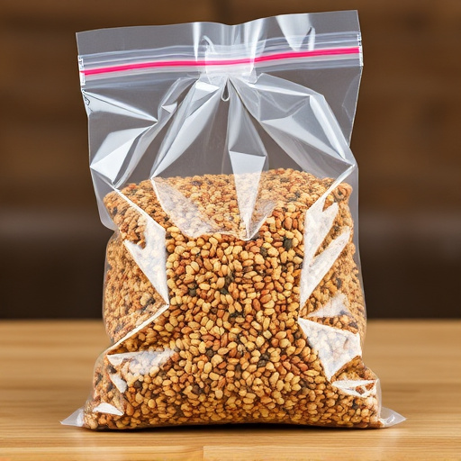 Seed mix in transparent plastic bag
