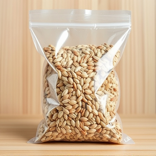 Seed mix in transparent plastic bag