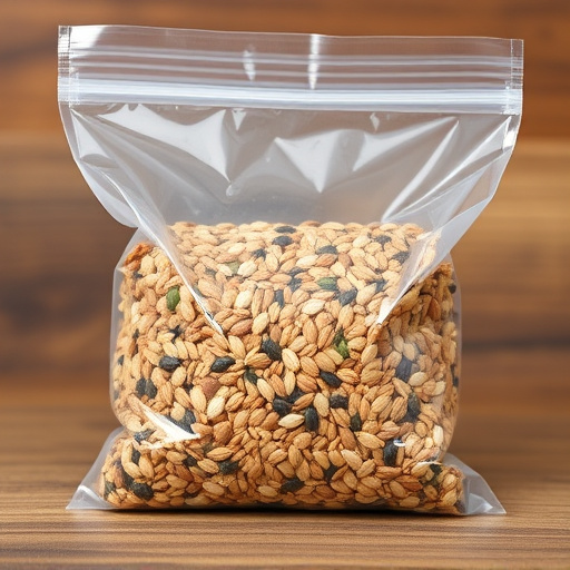 Seed mix in transparent plastic bag