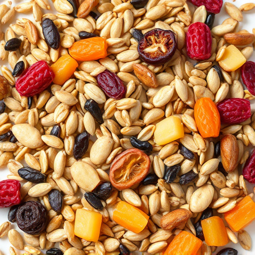 Seed mix with dried fruits