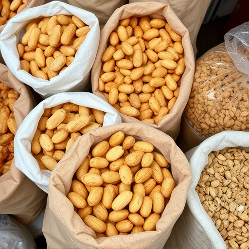 Selection of bird peanuts in bags