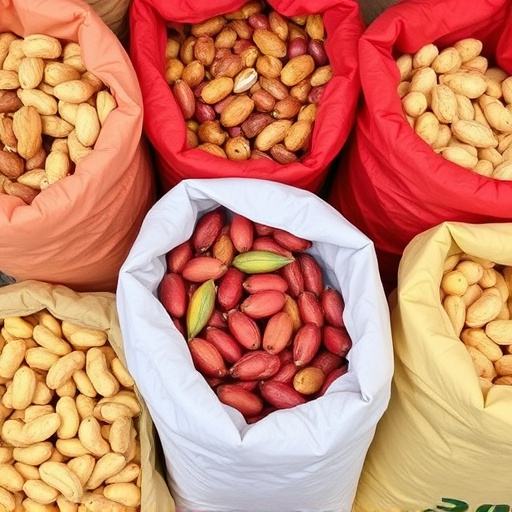 Selection of bird peanuts in bags