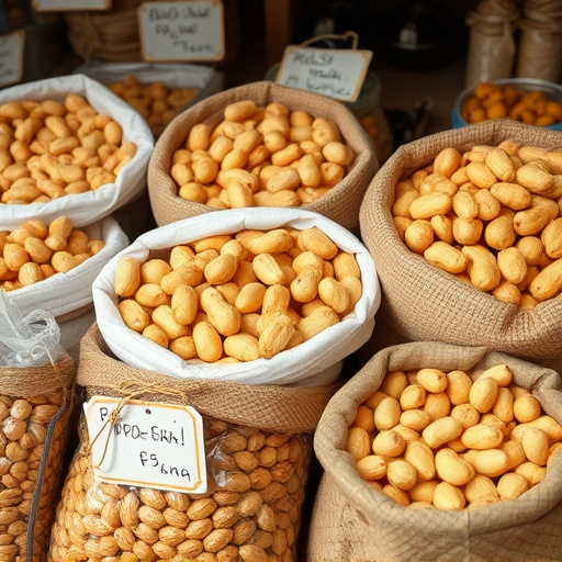 Selection of bird peanuts in bags