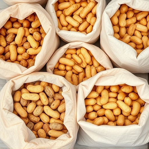Selection of bird peanuts in bags