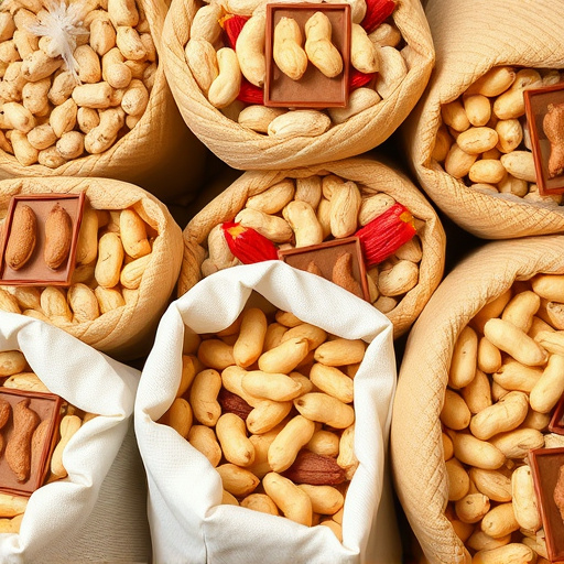 Selection of bird peanuts in bags