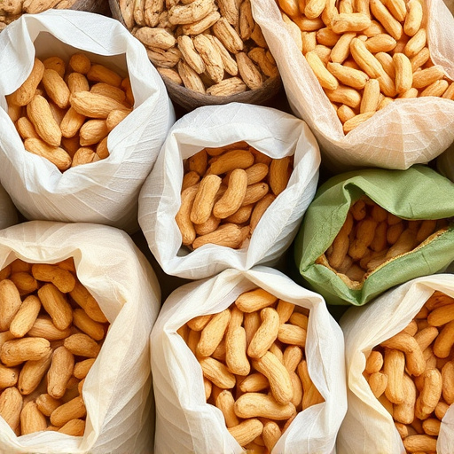 Selection of bird peanuts in bags