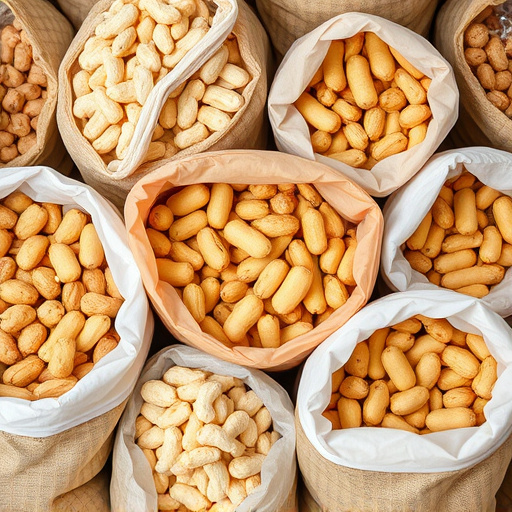 Selection of bird peanuts in bags