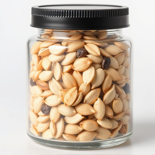 Shelled sunflower seeds in clear container