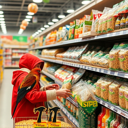 Shopper comparing bird seed prices
