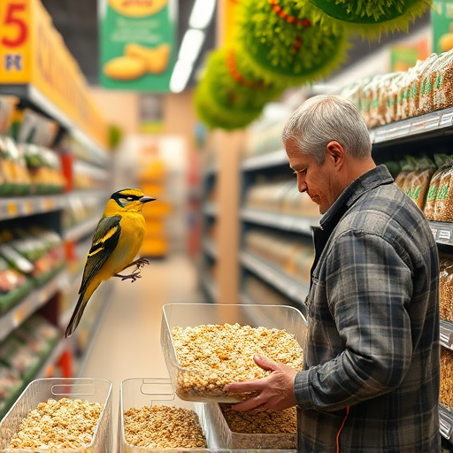 Shopper comparing bird seed prices