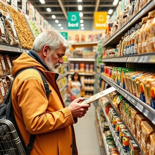 Shopper comparing bird seed prices
