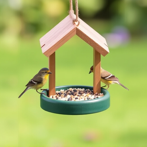 Small bird feeding platform with seed tray