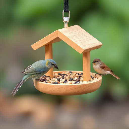 Small bird feeding platform with seed tray