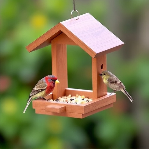 Small bird feeding platform with seed tray