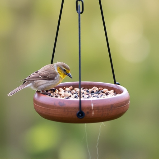 Small bird feeding platform with seed tray