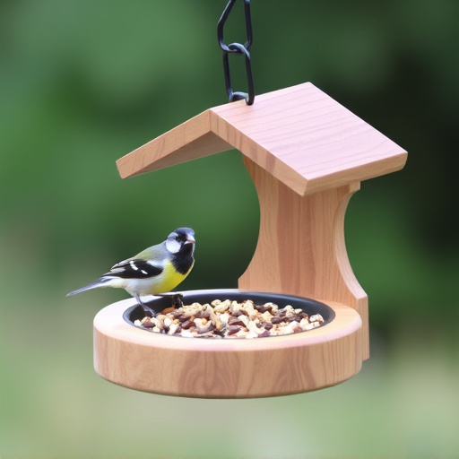Small bird feeding platform with seed tray