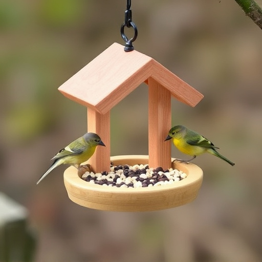 Small bird feeding platform with seed tray