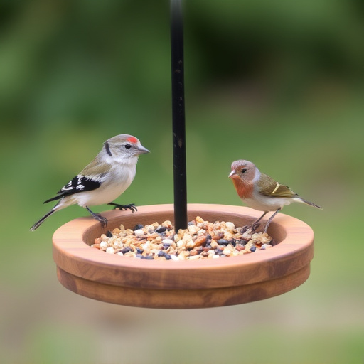 Small bird feeding platform with seed tray