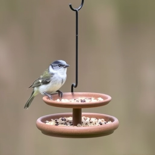Small bird feeding platform with seed tray