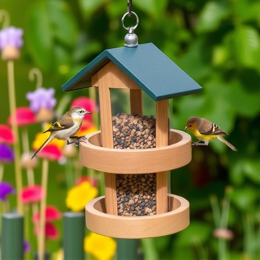 Small bird-friendly garden feeding station