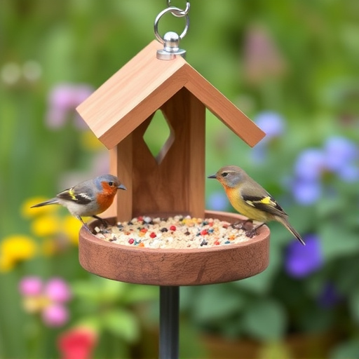 Small bird-friendly garden feeding station