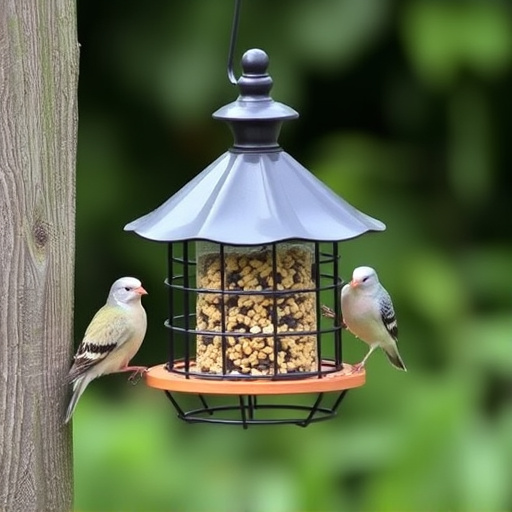 Small bird seed feeder with pigeon guard