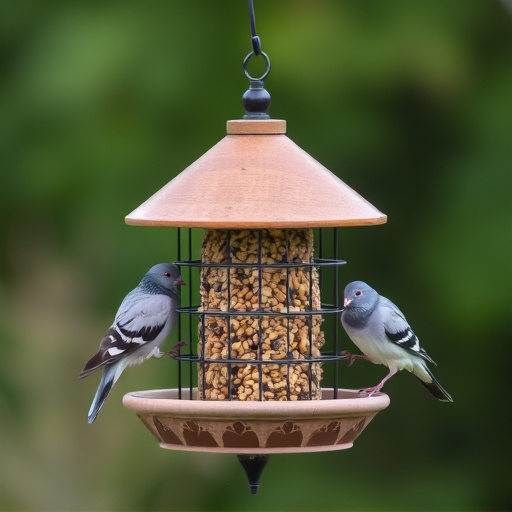 Small bird seed feeder with pigeon guard