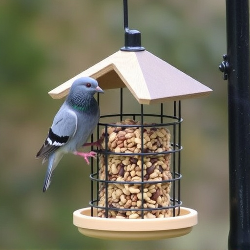 Small bird seed feeder with pigeon guard