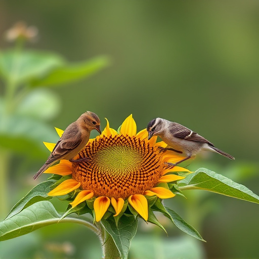 Small birds feeding on sunflower hearts
