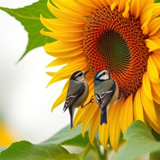 Small birds feeding on sunflower hearts