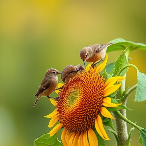 Small birds feeding on sunflower hearts